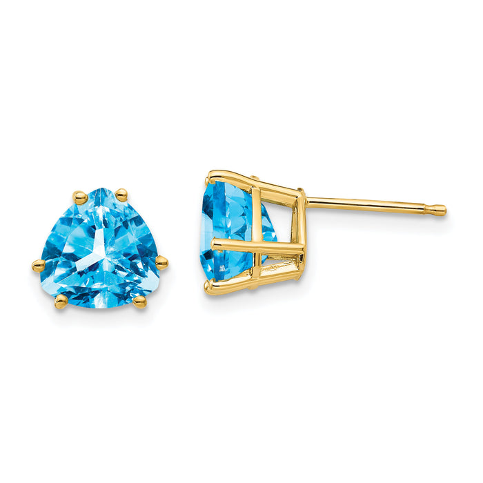 14k 8mm Trillion Blue Topaz Earrings-XE96BT