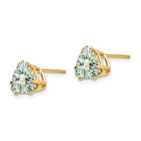 14k 8mm Trillion Checker-Cut Green Quartz Earrings-XE96CG