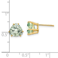 14k 8mm Trillion Checker-Cut Green Quartz Earrings-XE96CG