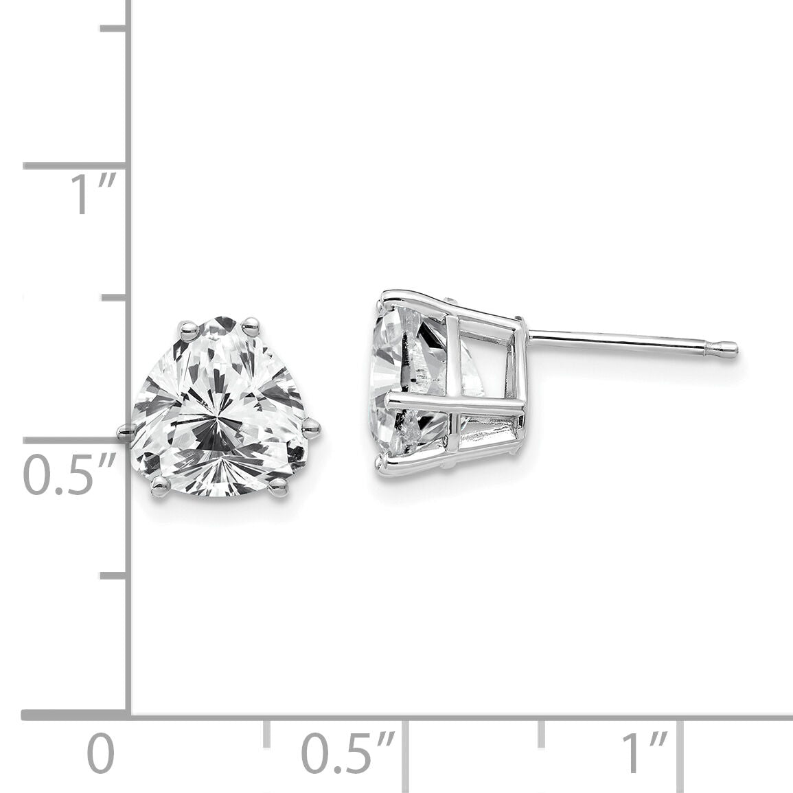 14k White Gold 8mm Trillion Cubic Zirconia Earrings-XE96WCZ