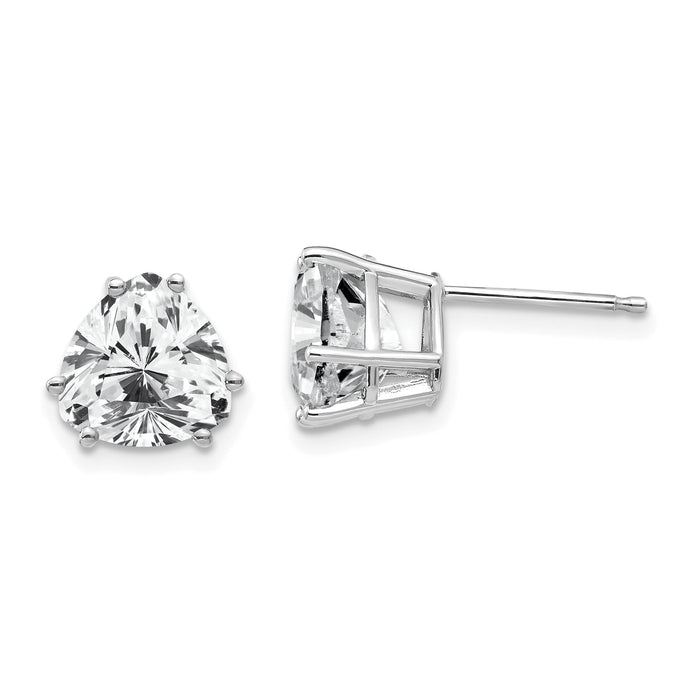 14k White Gold 8mm Trillion Cubic Zirconia Earrings-XE96WCZ