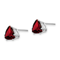 14k White Gold Garnet Trillion Stud Earrings-XE96WGA