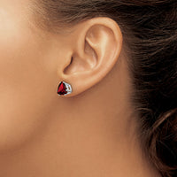 14k White Gold Garnet Trillion Stud Earrings-XE96WGA