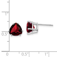 14k White Gold Garnet Trillion Stud Earrings-XE96WGA