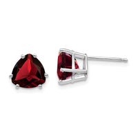 14k White Gold Garnet Trillion Stud Earrings-XE96WGA