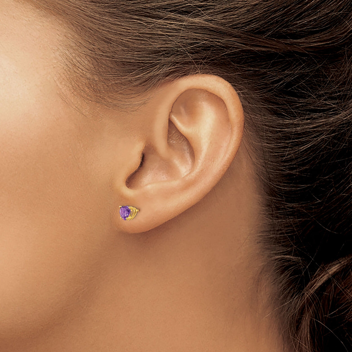 14k 5mm Heart Amethyst Earrings-XE97AM