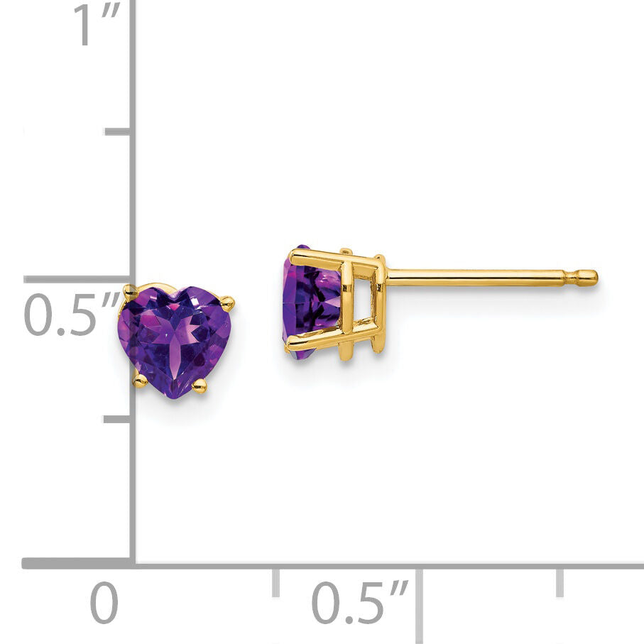 14k 5mm Heart Amethyst Earrings-XE97AM