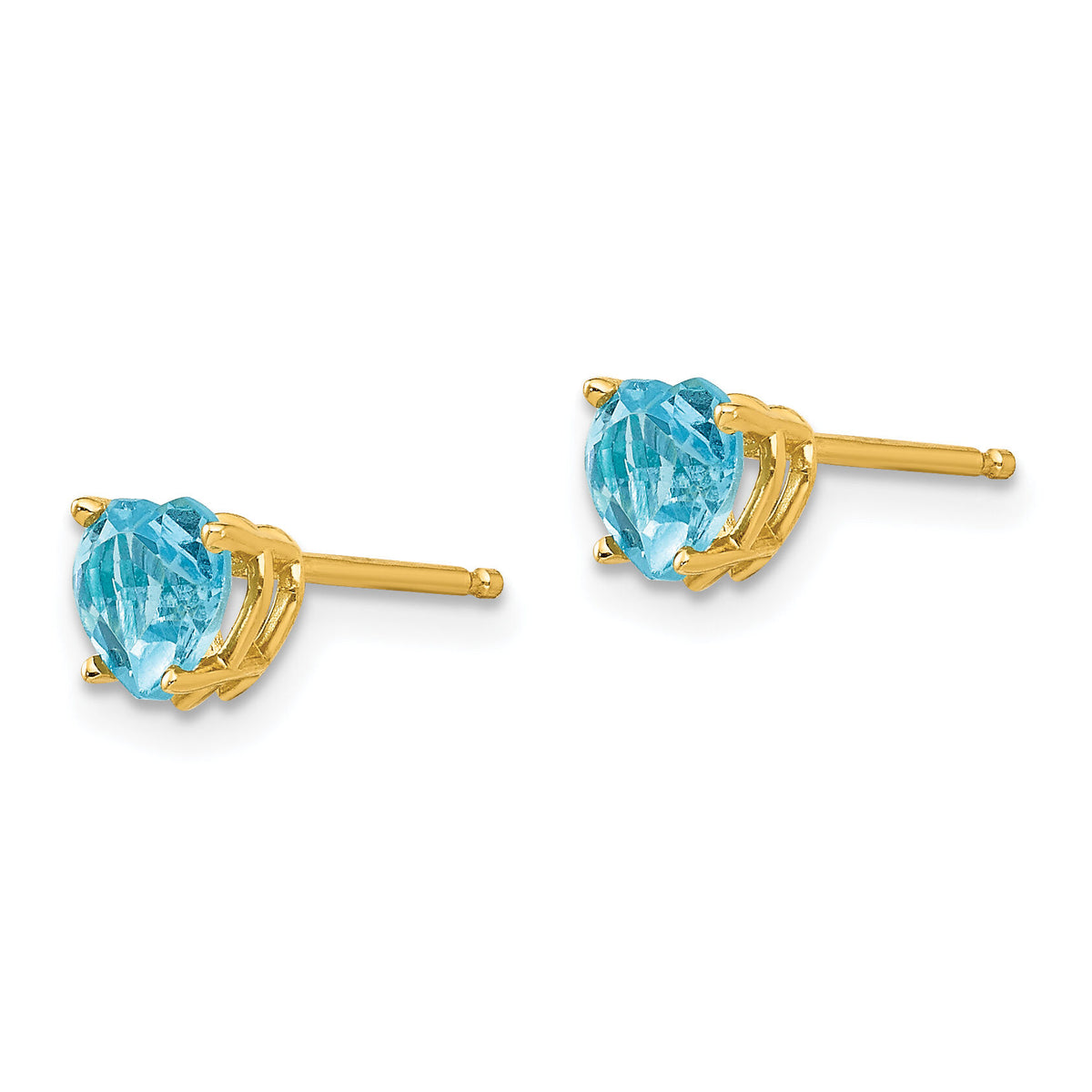 14k 5mm Heart Blue Topaz Earrings-XE97BT