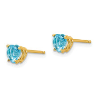 14k 5mm Heart Blue Topaz Earrings-XE97BT