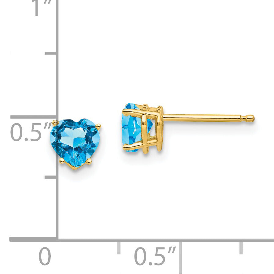 14k 5mm Heart Blue Topaz Earrings-XE97BT