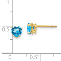 14k 5mm Heart Blue Topaz Earrings-XE97BT