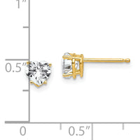 14k 5mm Heart Cubic Zirconia Earrings-XE97CZ