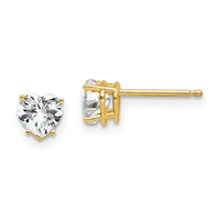 14k 5mm Heart Cubic Zirconia Earrings-XE97CZ