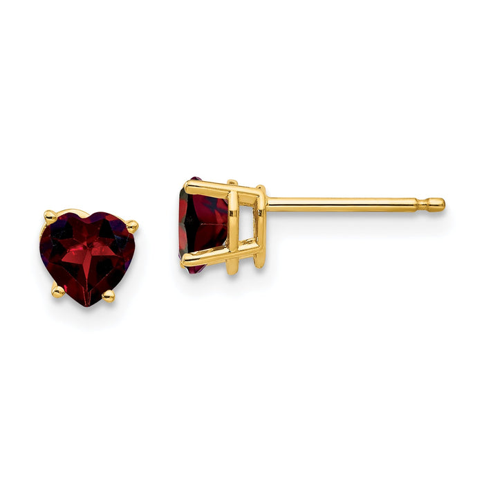 14k 5mm Heart Garnet Earrings-XE97GA