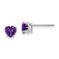 14k White Gold 5mm Heart Amethyst Earrings-XE97WAM