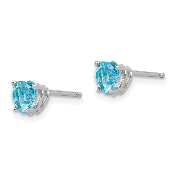 14k White Gold 5mm Heart Blue Topaz Earrings-XE97WBT