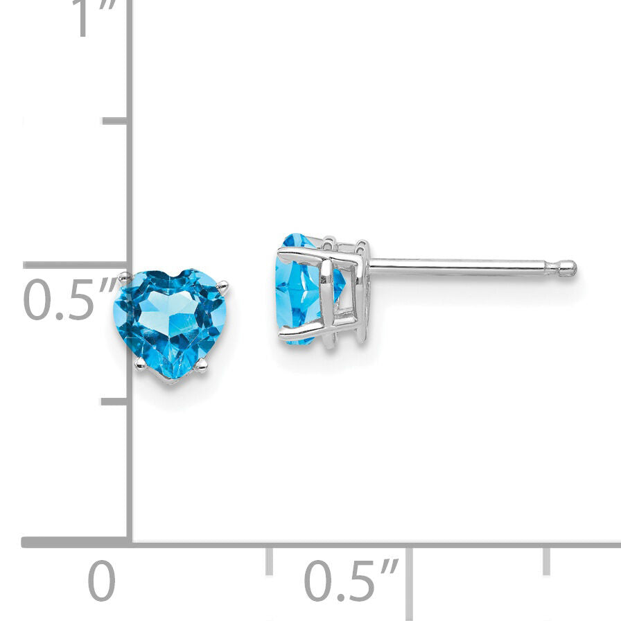 14k White Gold 5mm Heart Blue Topaz Earrings-XE97WBT