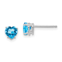 14k White Gold 5mm Heart Blue Topaz Earrings-XE97WBT