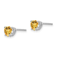 14k White Gold 5mm Heart Citrine Earrings-XE97WCI