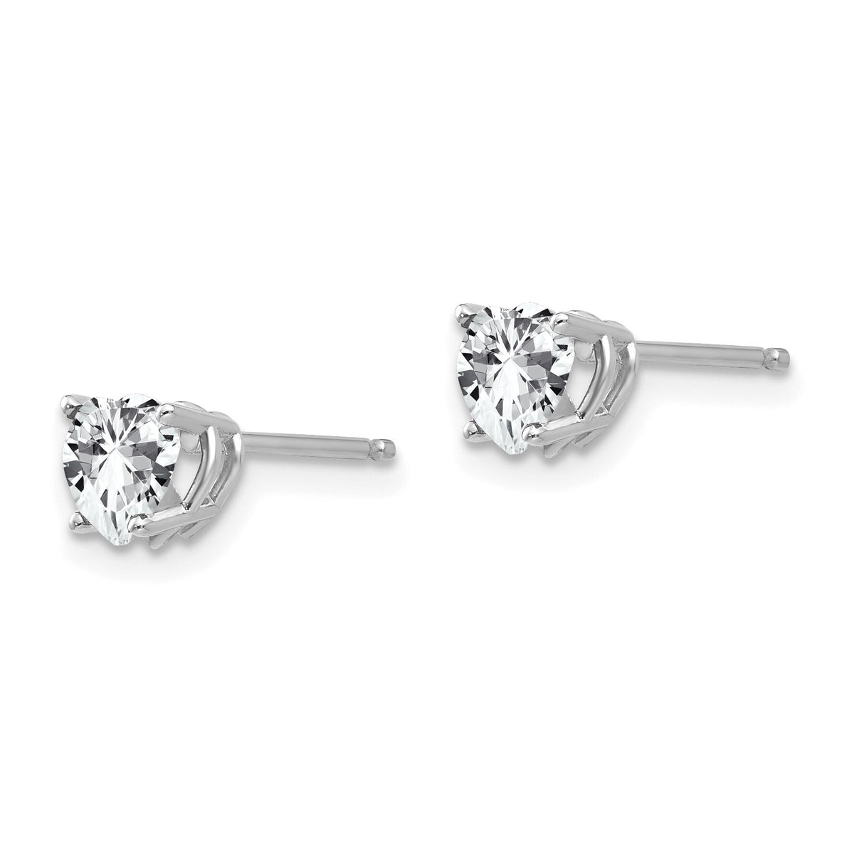 14k White Gold 5mm Heart Cubic Zirconia Earrings-XE97WCZ