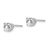 14k White Gold 5mm Heart Cubic Zirconia Earrings-XE97WCZ
