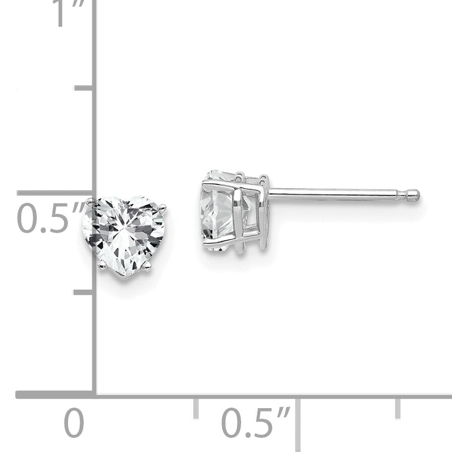 14k White Gold 5mm Heart Cubic Zirconia Earrings-XE97WCZ