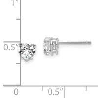 14k White Gold 5mm Heart Cubic Zirconia Earrings-XE97WCZ