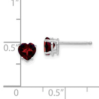 14k White Gold 5mm Heart Garnet Earrings-XE97WGA