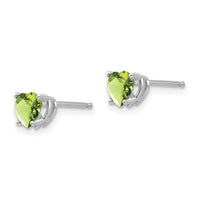 14k White Gold 5mm Heart Peridot Earrings-XE97WPE