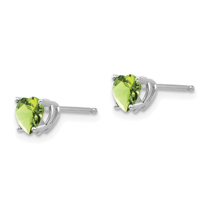 14k White Gold 5mm Heart Peridot Earrings-XE97WPE