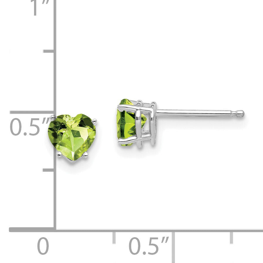 14k White Gold 5mm Heart Peridot Earrings-XE97WPE