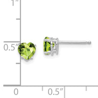 14k White Gold 5mm Heart Peridot Earrings-XE97WPE