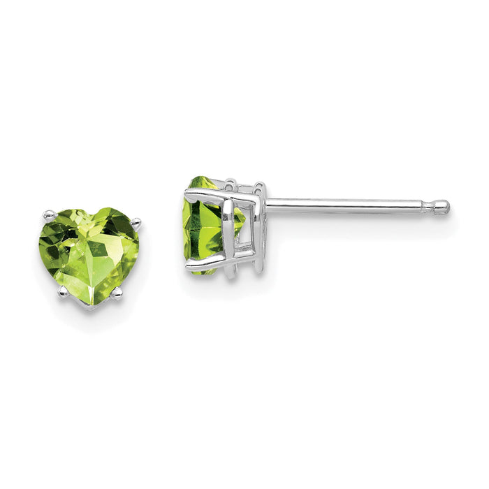 14k White Gold 5mm Heart Peridot Earrings-XE97WPE