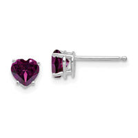 14k White Gold 5mm Heart Rhodolite Garnet Earrings-XE97WRG