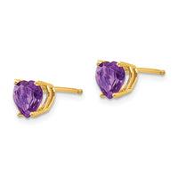 14k 6mm Heart Amethyst Earrings-XE98AM