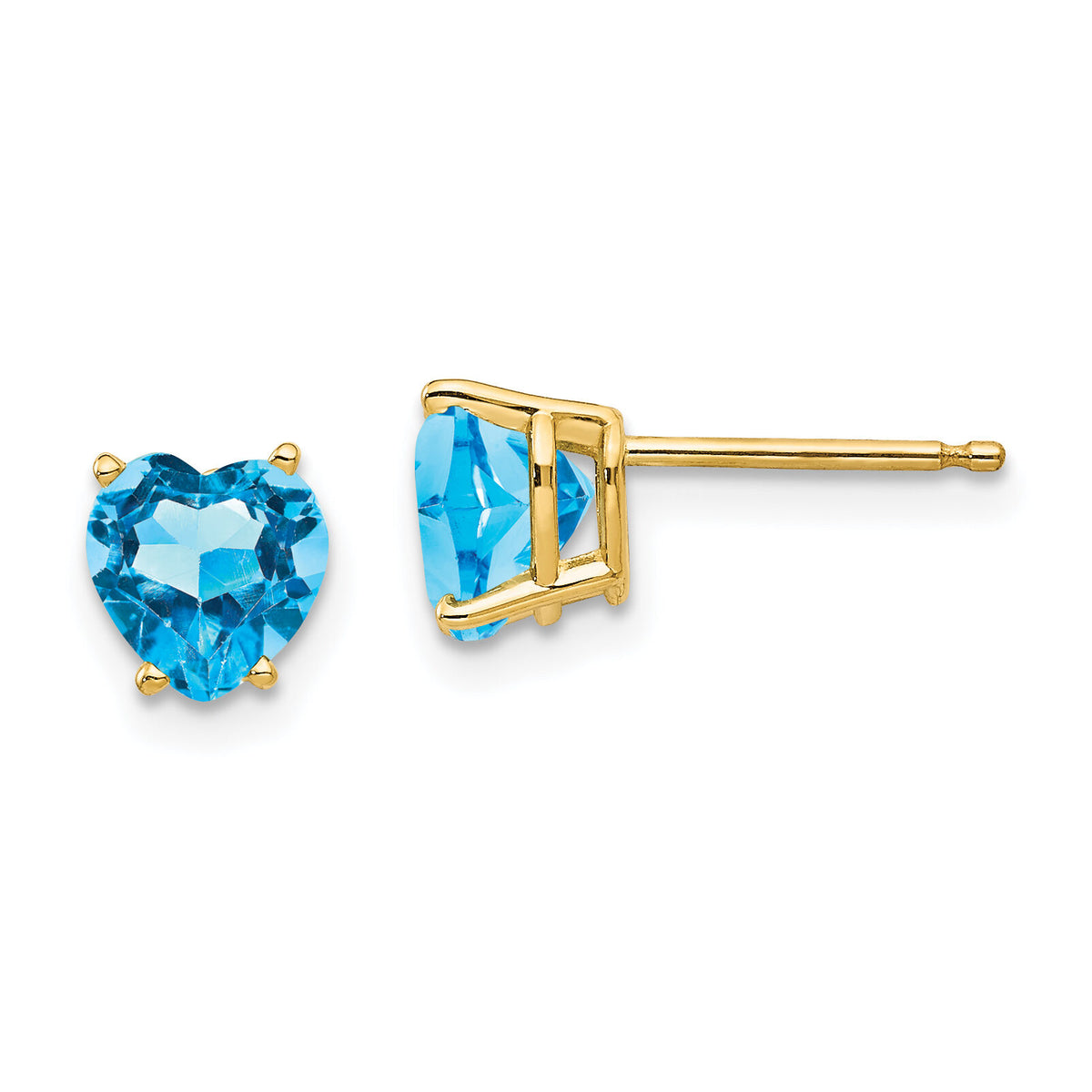 14k 6mm Heart Blue Topaz Earrings-XE98BT