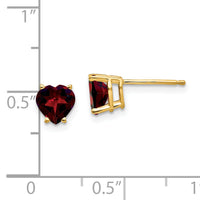 14k 6mm Heart Garnet Earrings-XE98GA