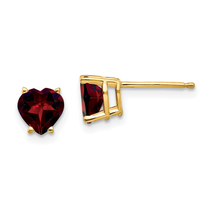 14k 6mm Heart Garnet Earrings-XE98GA