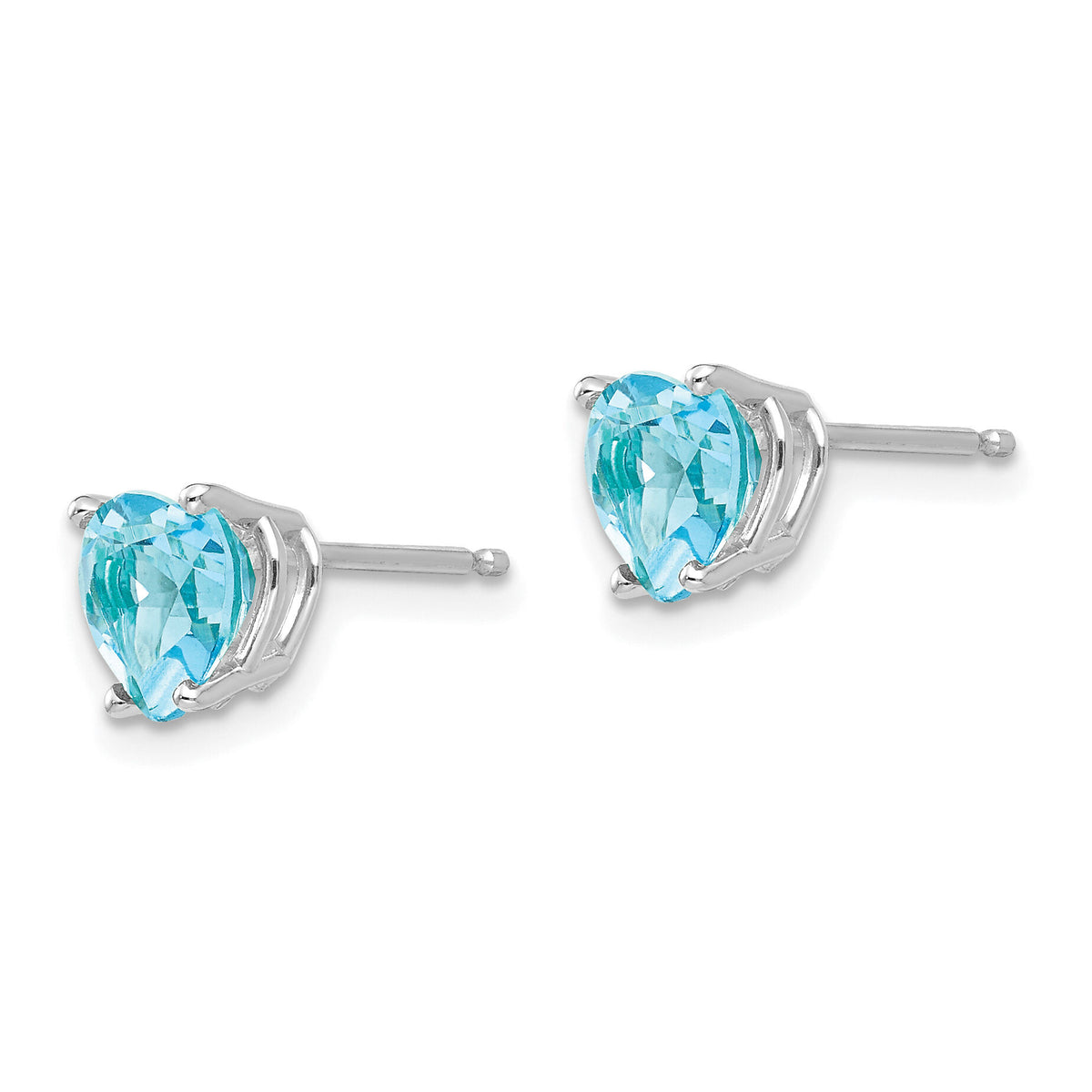 14k White Gold 6mm Heart Blue Topaz Earrings-XE98WBT