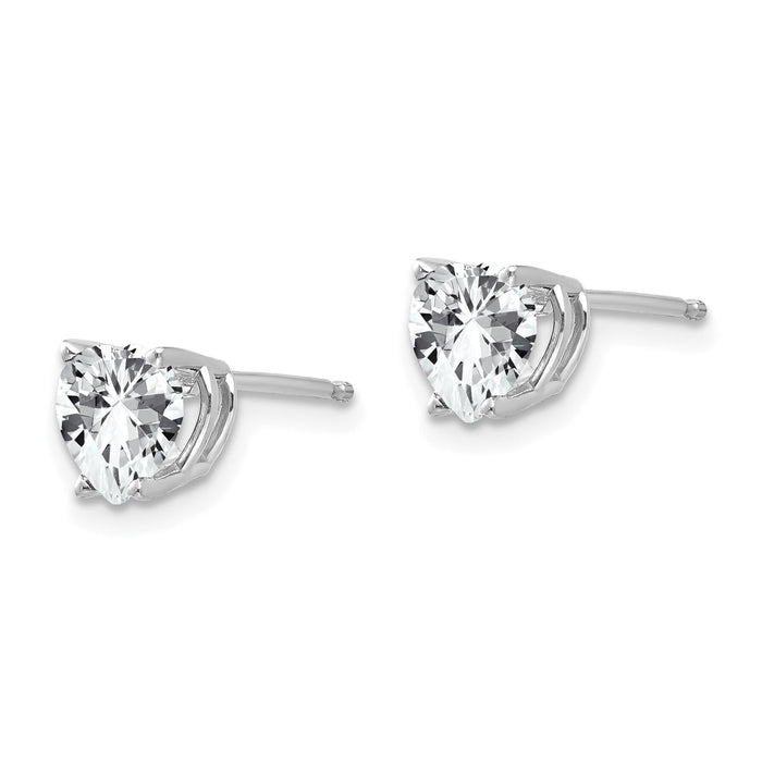 14k White Gold 6mm Heart Cubic Zirconia Earrings-XE98WCZ