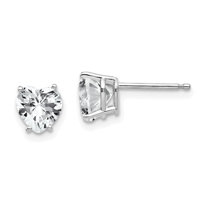 14k White Gold 6mm Heart Cubic Zirconia Earrings-XE98WCZ