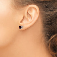 14k White Gold 6mm Heart Garnet Earrings-XE98WGA
