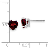 14k White Gold 6mm Heart Garnet Earrings-XE98WGA
