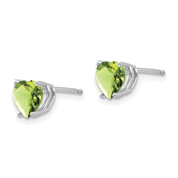 14k White Gold 6mm Heart Peridot Earrings-XE98WPE