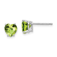 14k White Gold 6mm Heart Peridot Earrings-XE98WPE
