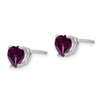 14k White Gold 6mm Heart Rhodolite Garnet Earrings-XE98WRG