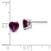 14k White Gold 6mm Heart Rhodolite Garnet Earrings-XE98WRG