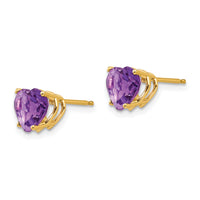 14k 7mm Heart Amethyst Earrings-XE99AM