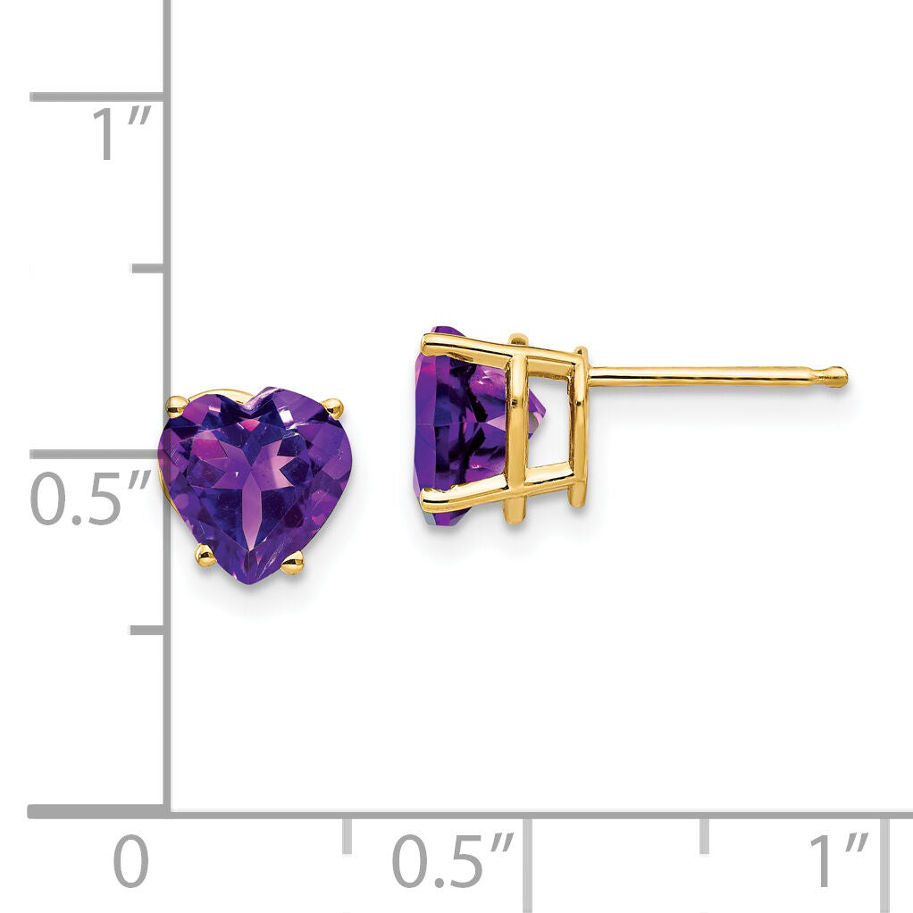 14k 7mm Heart Amethyst Earrings-XE99AM