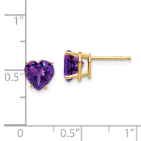 14k 7mm Heart Amethyst Earrings-XE99AM
